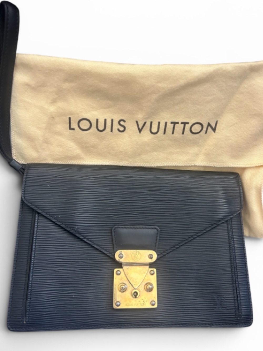 Louis Vuitton Black Epi leather Pochette Sellier Dragonne Clutch Ret. $900-1200 - Picture 3 of 15